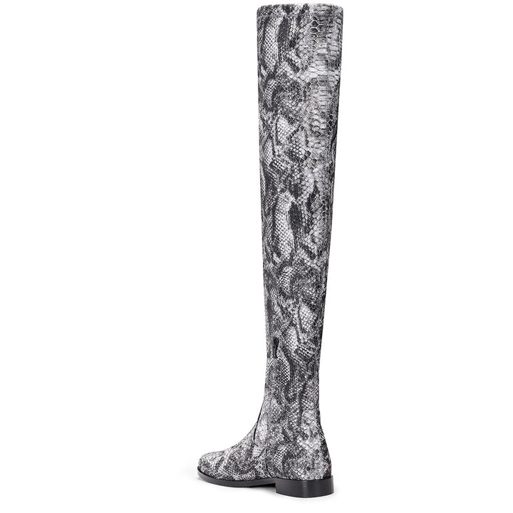 Saint Lelia Grey Stretch Fabric Above The Knee Boots - SaintG India