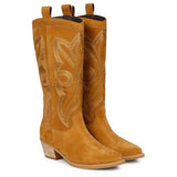 Saint Martina Tan Stitched Leather Handcrafted Cowboy Boots