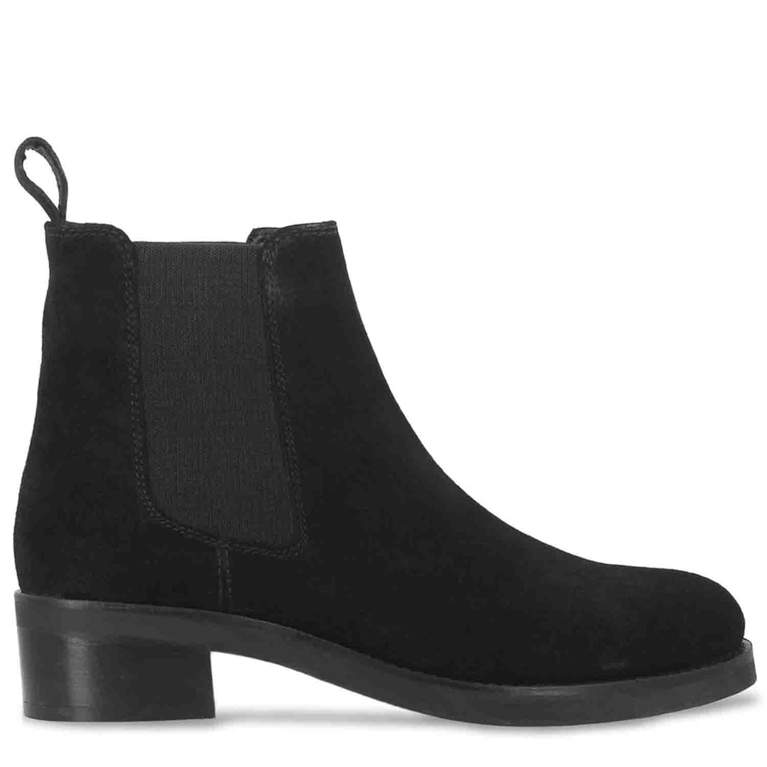 Saint Isa Black Suede Leather Ankle Boots - SaintG India