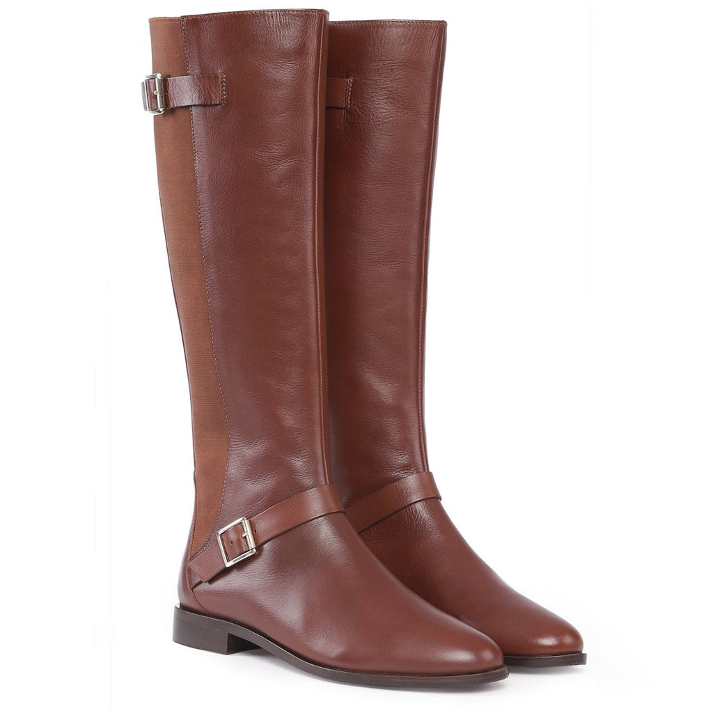 Saint Delores Cuoio Crust Leather Buckle Decor Knee High Boots