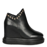Saint Emily Black Leather Inner Wedge Heel Ankle Boots