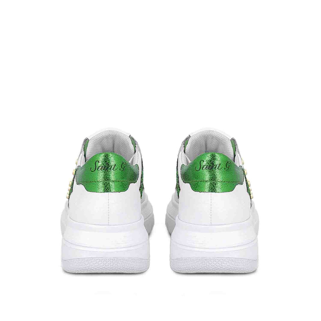 Saint Antea White & Green Leather Sneakers