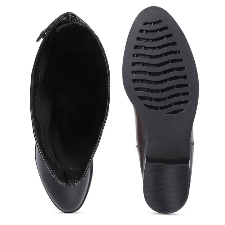 Saint Stella Black Leather Knee High Boots - SaintG