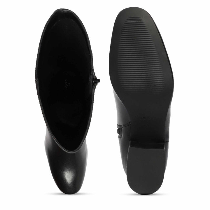 Saint Ivanna Black Leather Knee High Boots - SaintG India