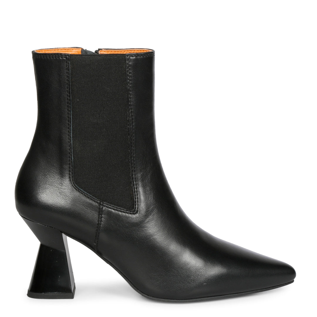 Saint Elliana Black Leather Sculpted Heel Inside Zip Boots