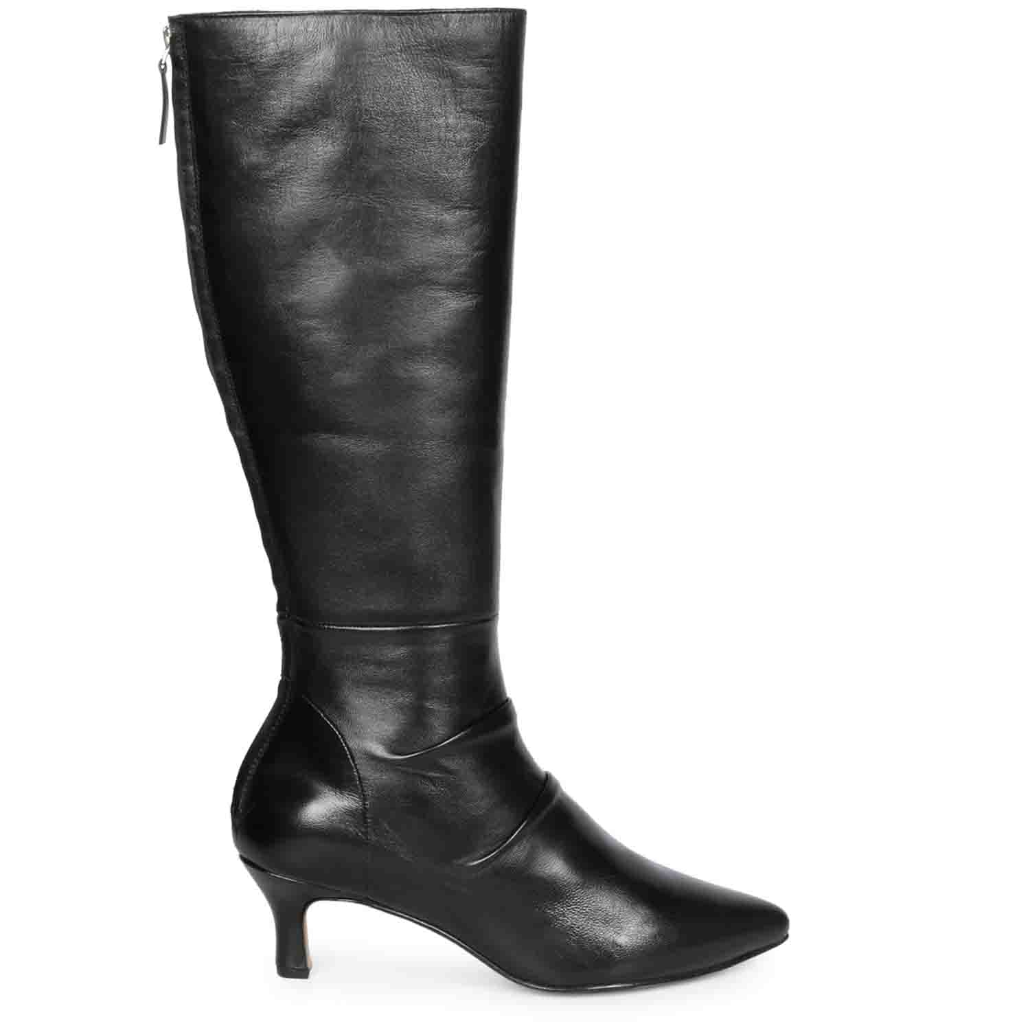 Modern Pointed Toe Stiletto Heel Leather Thigh High Boots - Black – Trendy  & Unique