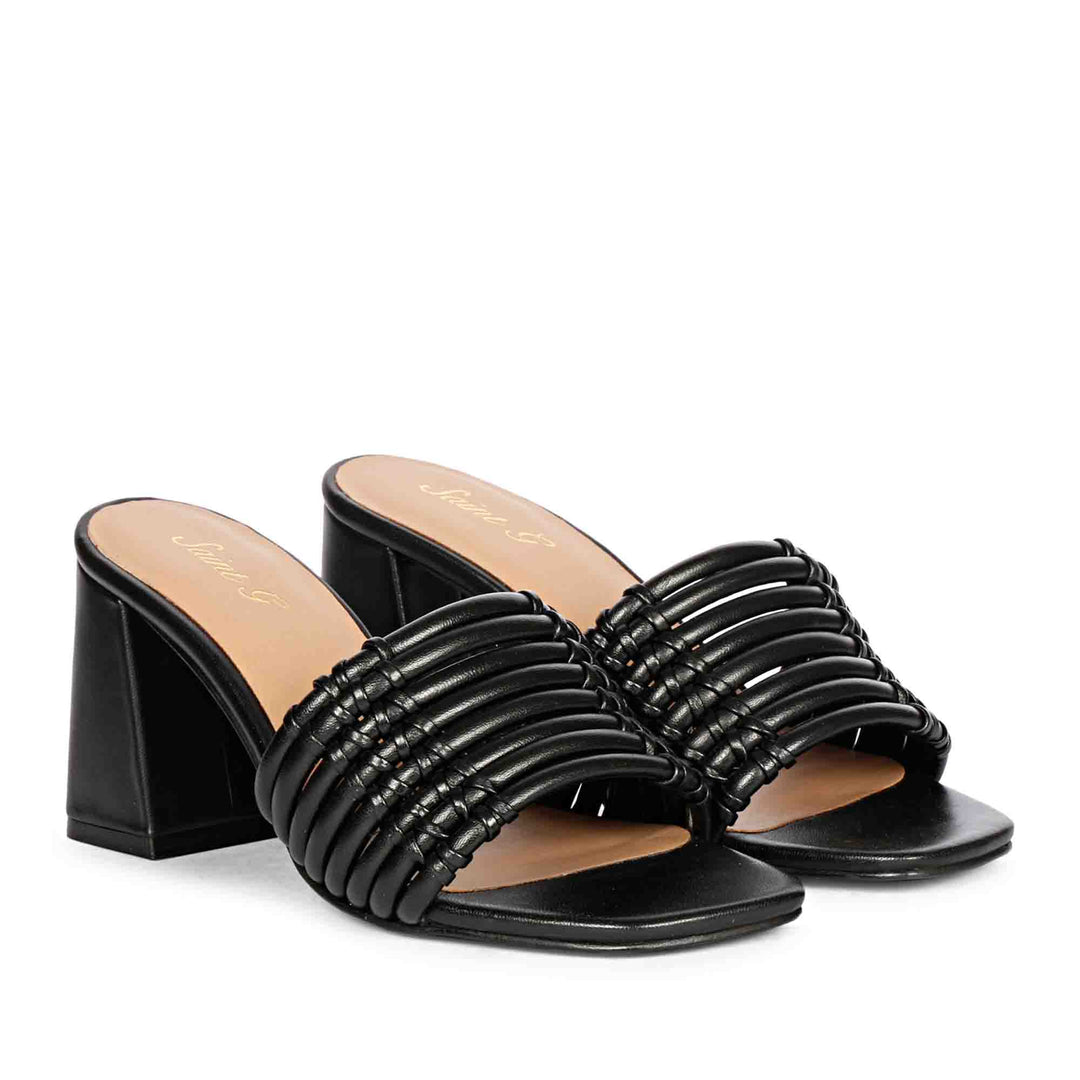 Versatile Strappy Black Heels - Saint Bethany - Elevate your look effortlessly