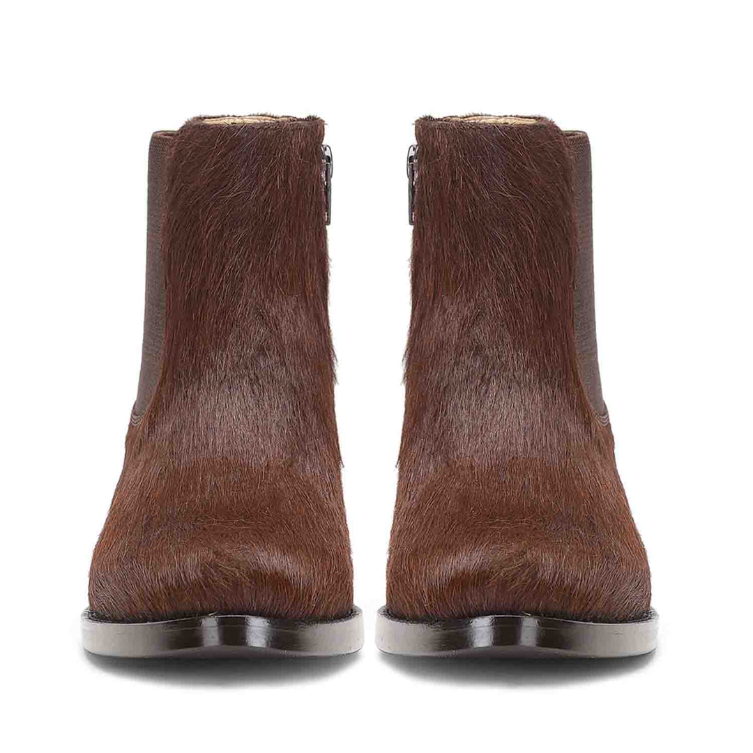 Saint Jacobella Brown Pony Hair Leather Ankle Boots