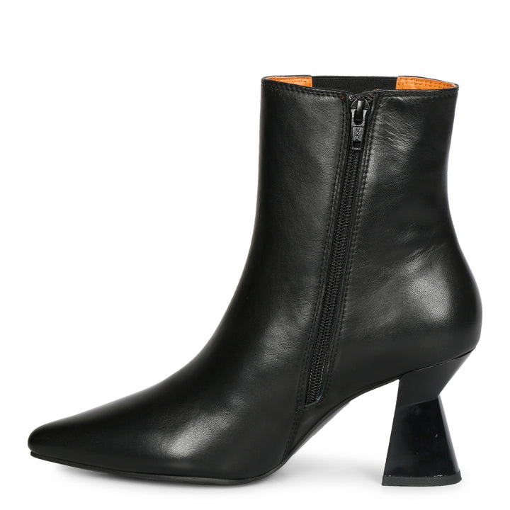 Saint Elliana Black Leather Sculpted Heel Inside Zip Boots