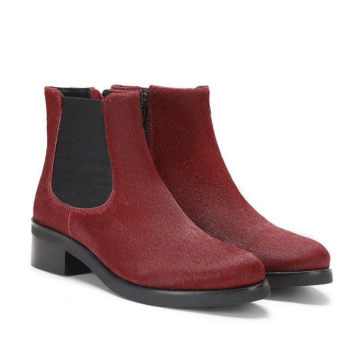 Saint Jacobella Red Pony Hair Leather Ankle Boots