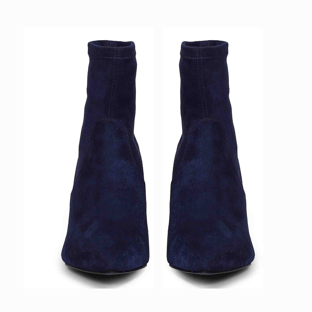 Saint Jemima Blue Stretch Suede Kitten Heel Ankle Boots