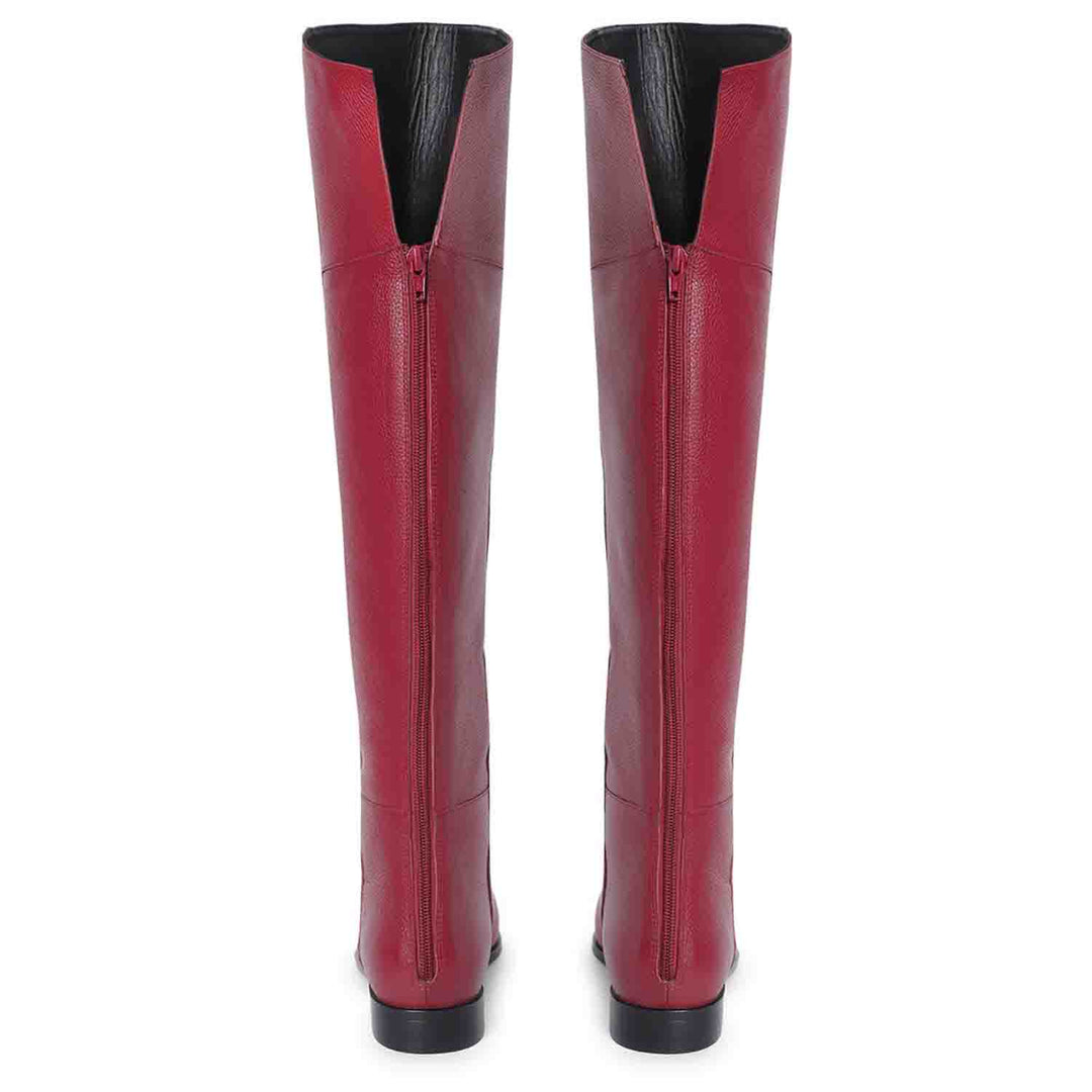 Saint Grace Burgundy Leather Above The Knee Boots