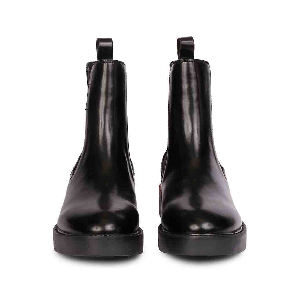 Aster Black Leather Handcrafted Chelsea Boots