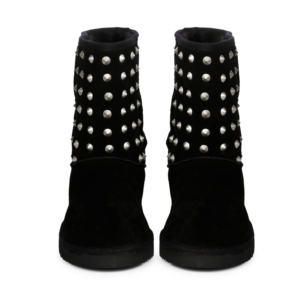 Saint Massima Metal Studded Black Suede Snug Boots - SaintG India