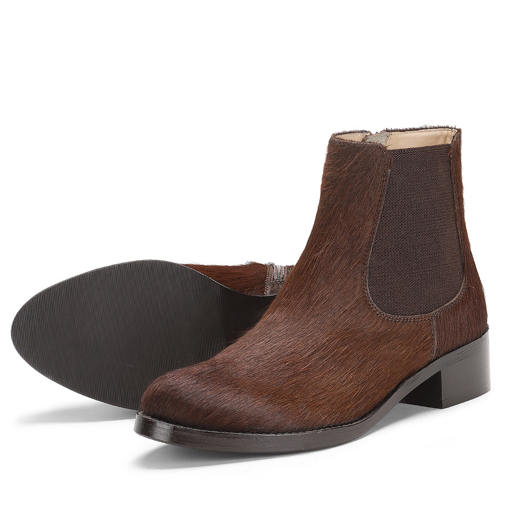 Saint Jacobella Brown Pony Hair Leather Ankle Boots