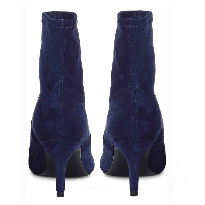 Saint Jemima Blue Stretch Suede Kitten Heel Ankle Boots