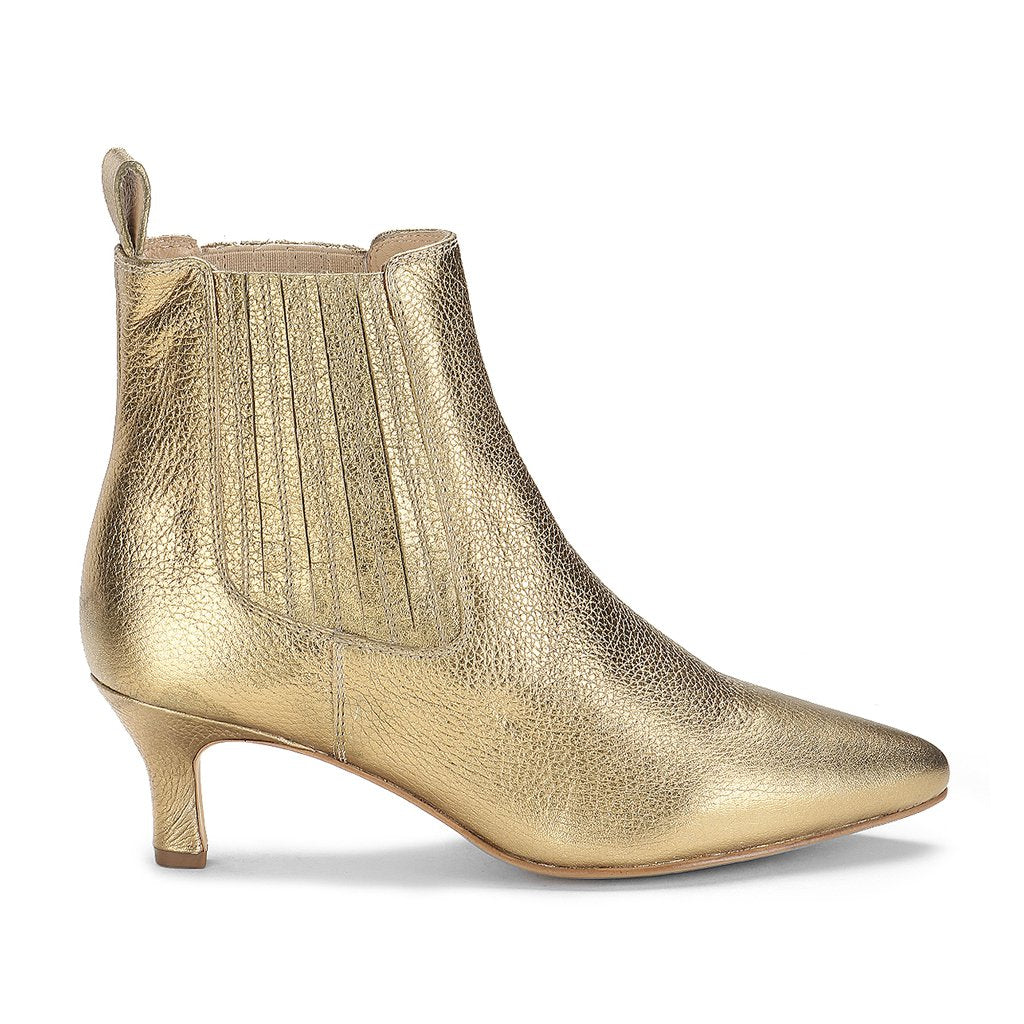 Saint Massima Crinkle Metallic Gold Leather Ankle Boots