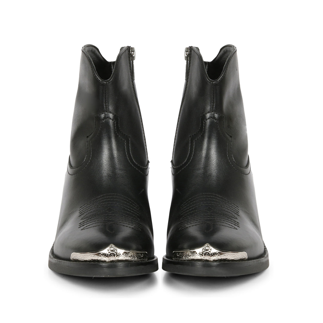 Saint Teresa Black Leather Ankle Boots with Metal Accessories - SaintG