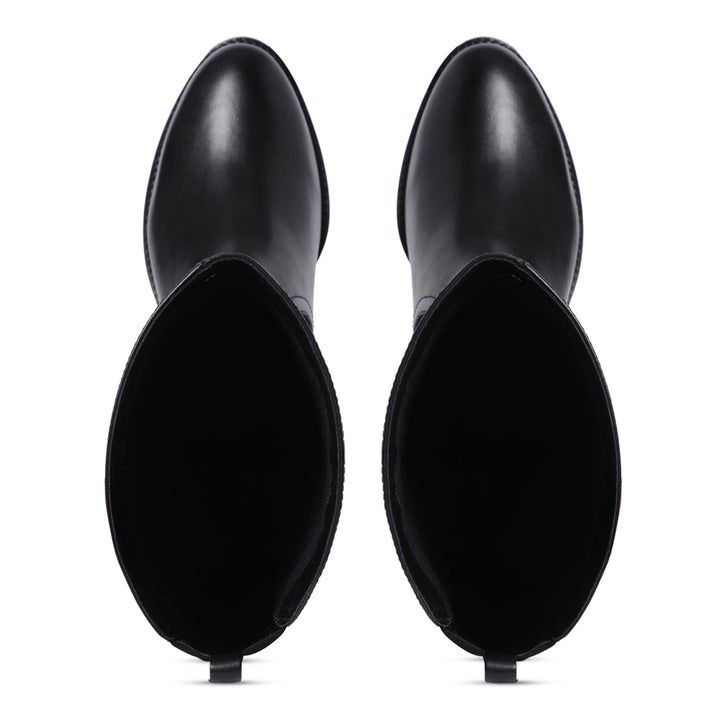Saint Drusilla Black Leather Knee High Boots - SaintG