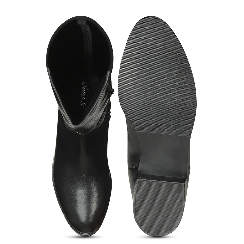 Saint Rachele Black Leather Knee High Boots - SaintG India