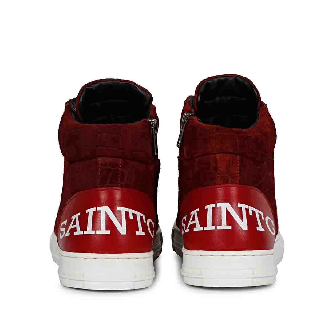 Saint Harvey Croco Embossed Burgundy Leather Sneakers