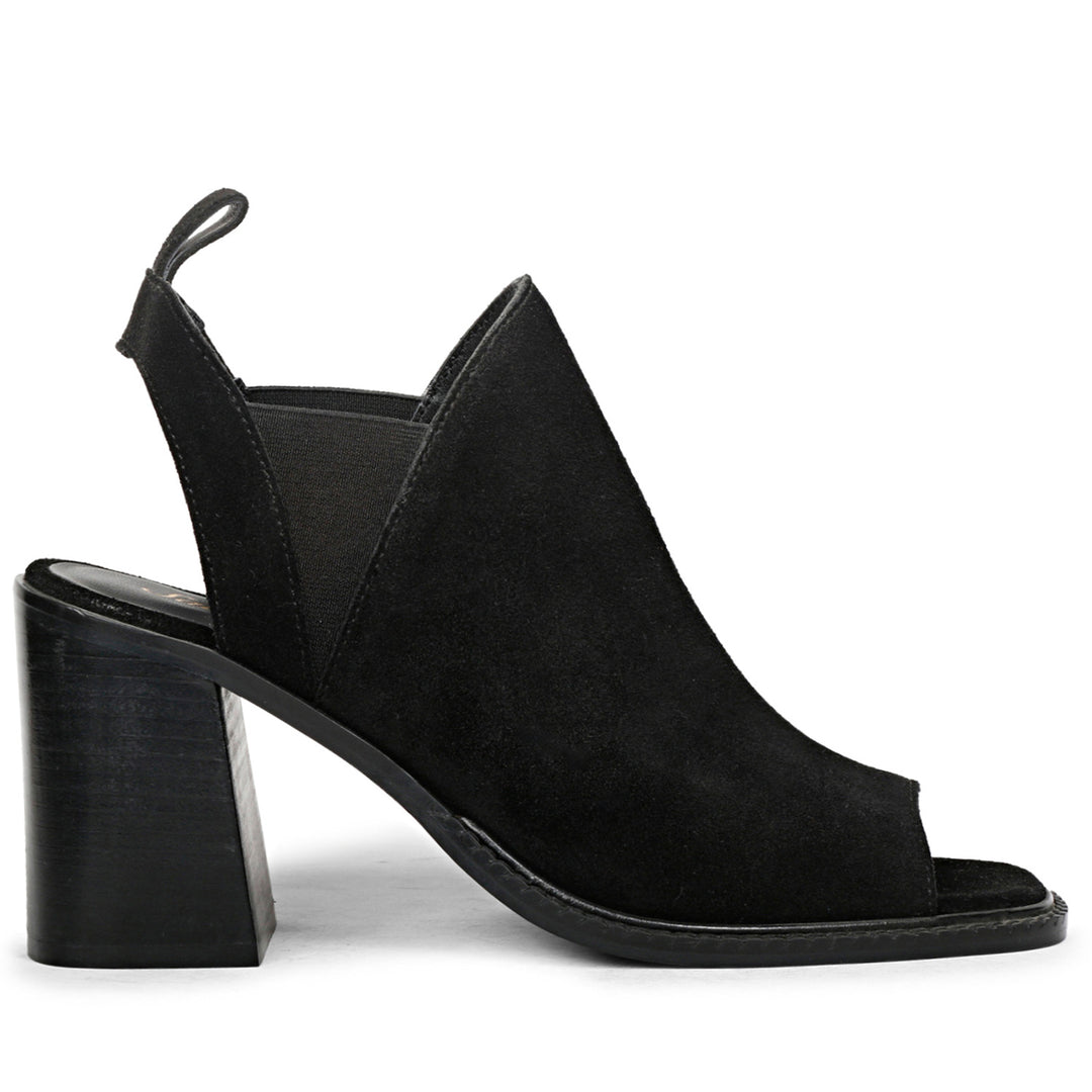 Saint Inez Black Suede Leather Block Heels