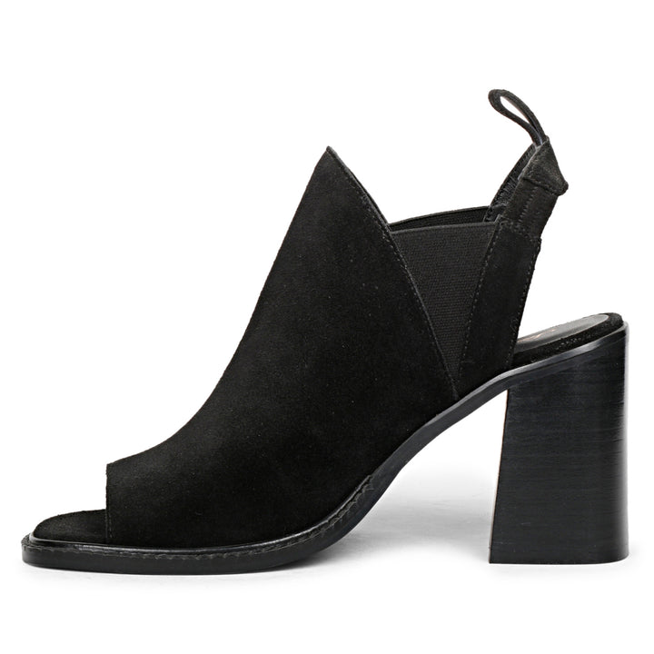 Saint Inez Black Suede Leather Block Heels