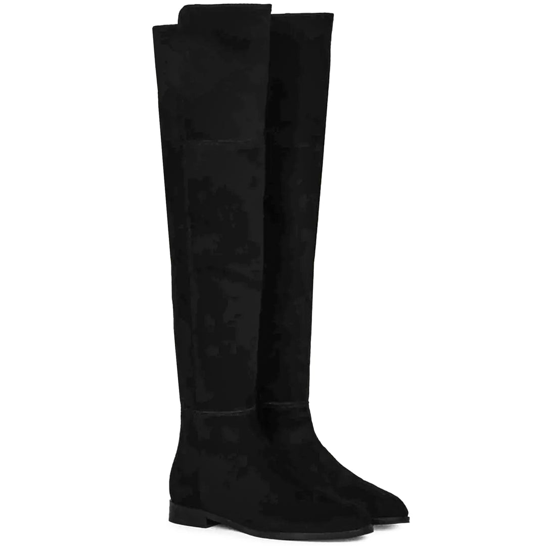 Saint Isabella Black Strech Suede above the knee boots
