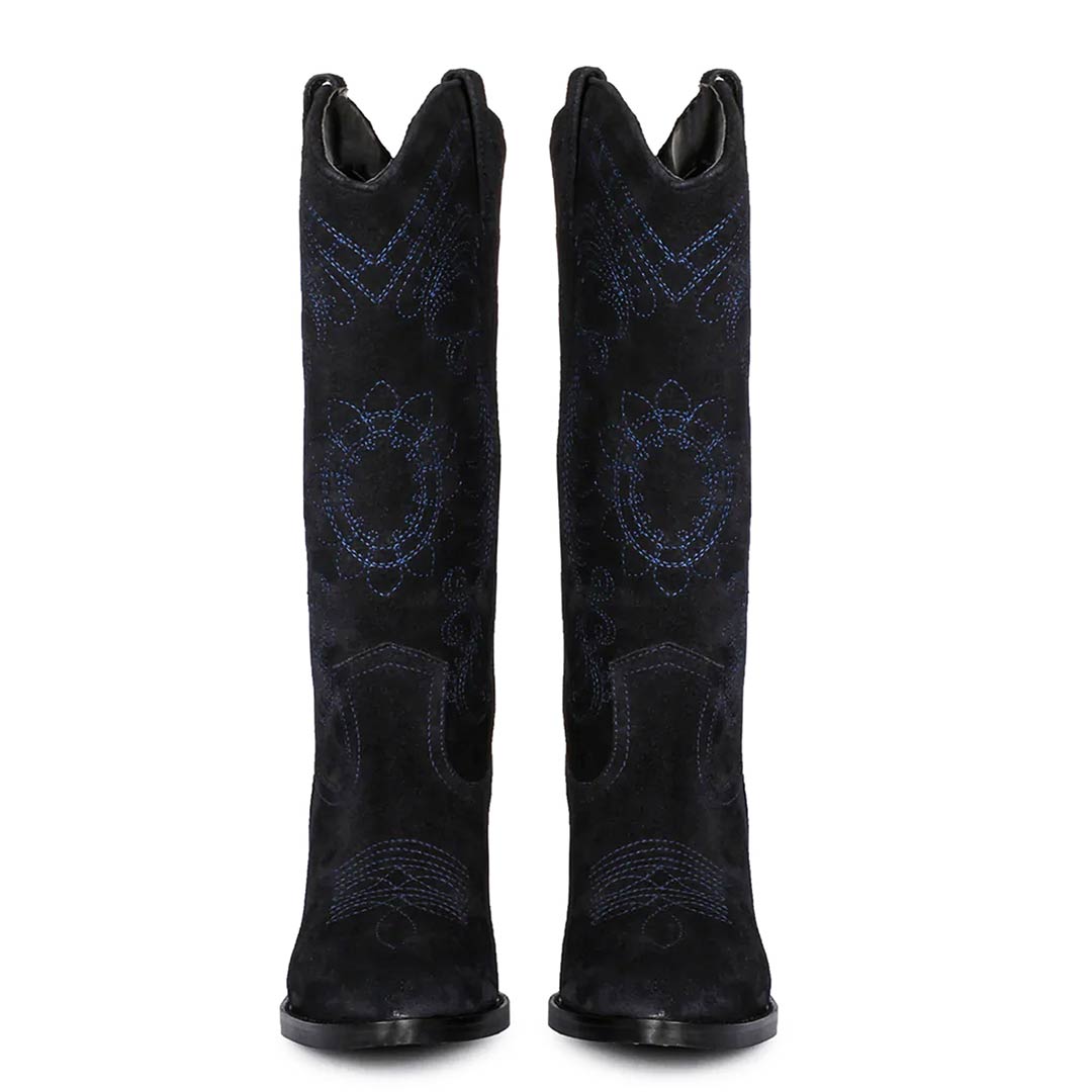 Saint Elodie Stitched Cobalt Leather Handcrafted Cowboy Boots