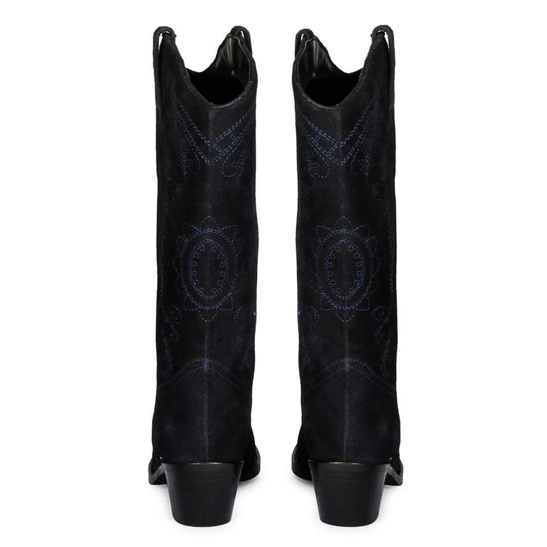 Saint Elodie Stitched Cobalt Leather Handcrafted Cowboy Boots