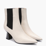 Saint Elliana Off White Leather Sculpted Heel Chelsea Boots