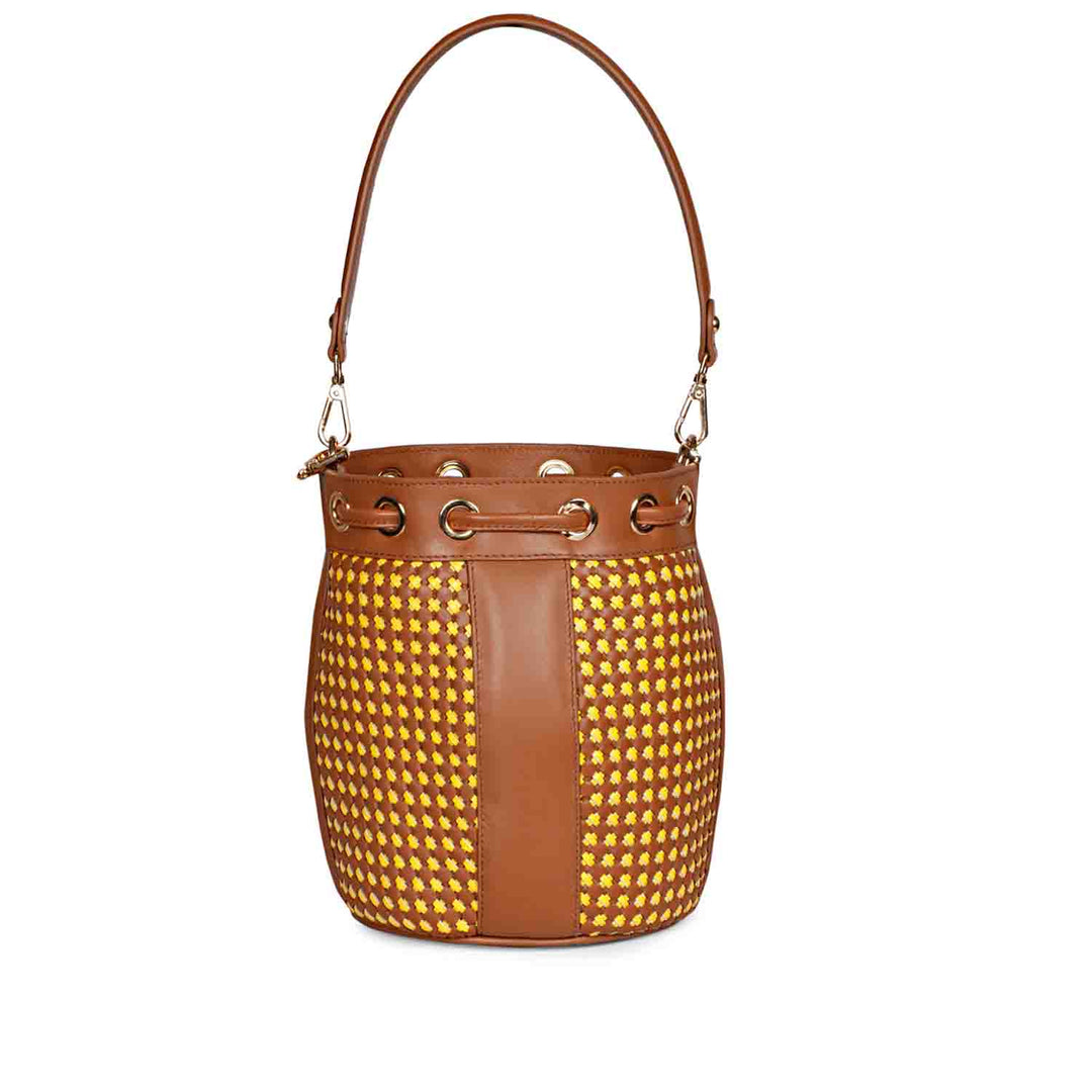 Halsey Cuoio Hand Woven Leather Bucket Bags