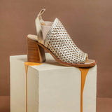 Saint Bella Gold Woven Leather Block Heels