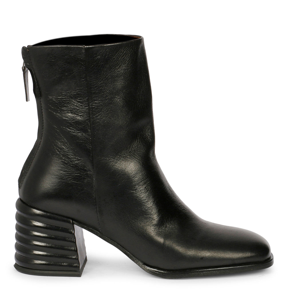 Saint Joanna Black Leather Back Zip High Ankle Boots