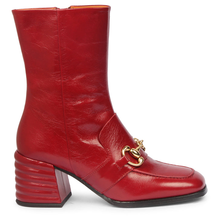 Saint Ambrosia Red Distressed Leather High Ankle Boots