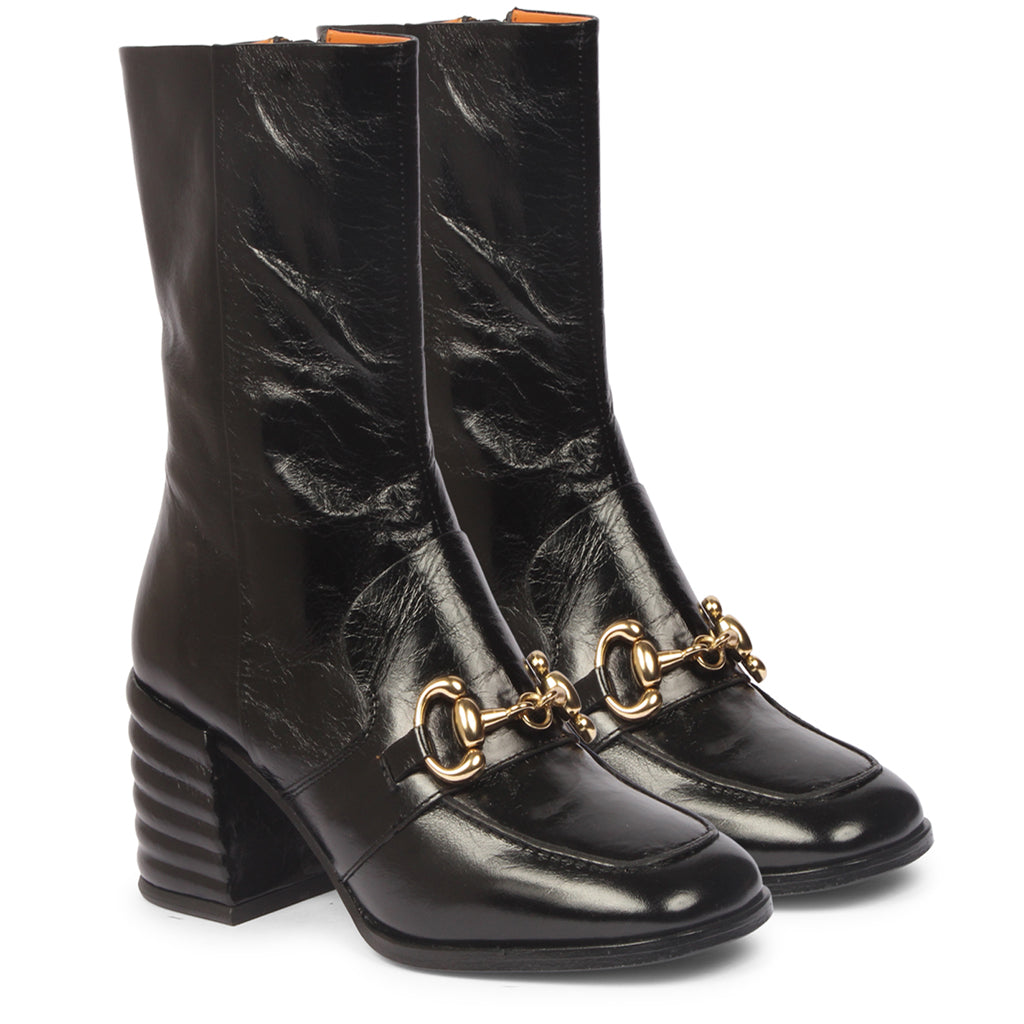 Saint Ambrosia Black Distressed Leather High Ankle Boots
