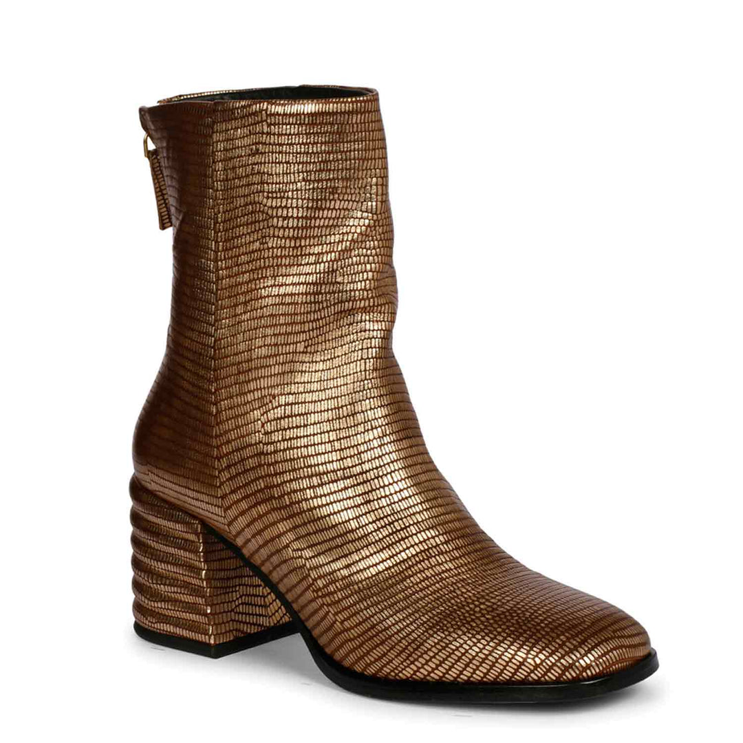 Saint Joanna Platin Metallic Lizard Print Leather Boots