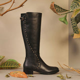 Saint Claire Black Leather Knee High Boots - SaintG