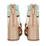 Saint Elena Multicolor Handcrafted Leather Strappy Block Heels