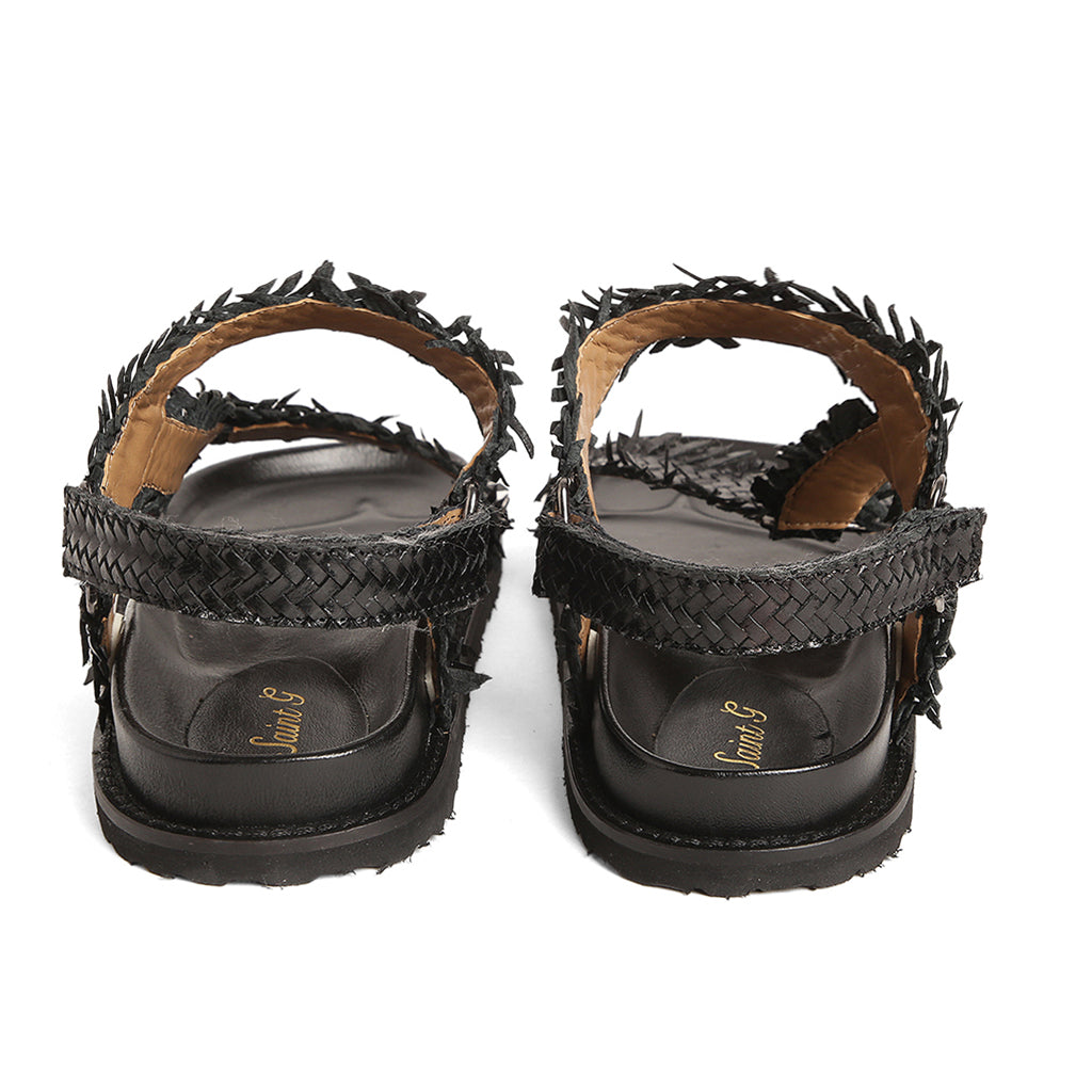 Saint Fatina Black Woven Leather Sandals