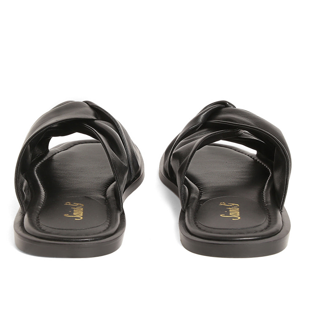 Saint Micino Black Leather Knotted Slides