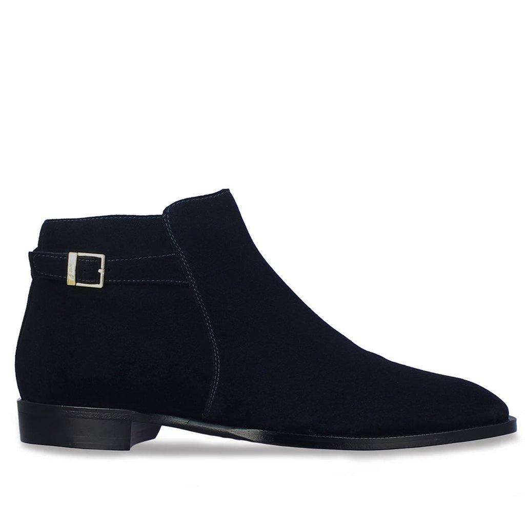 Navy Suede Leather Ankle Boots for Men