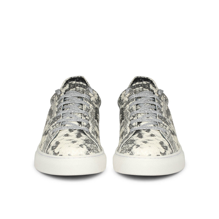 Grey Python Print Leather Sneakers - SaintG