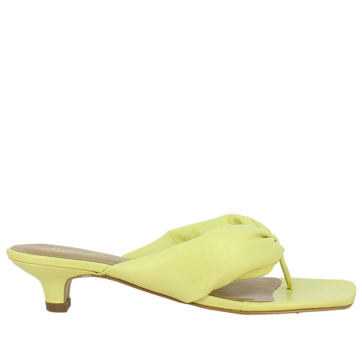 Saint Amorina Yellow Leather Low Heel Sandals.