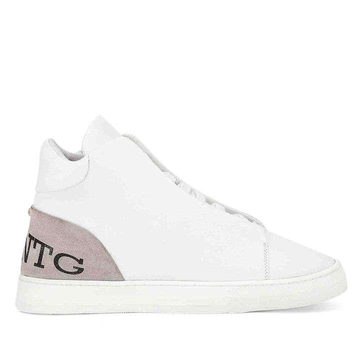 White Leather Handcrafted Sneakers for mens