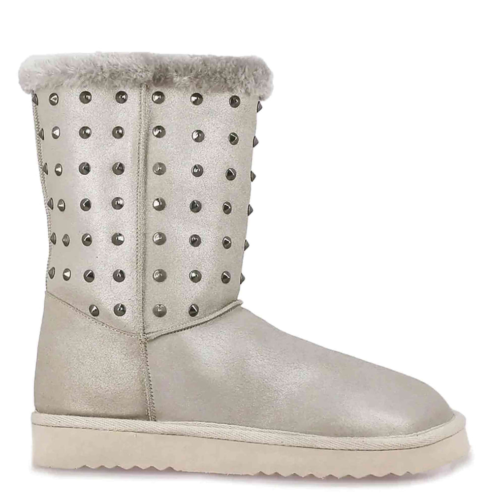 Buy Women's Cassandra Silver Glitter Snug Boots Online – SaintG India