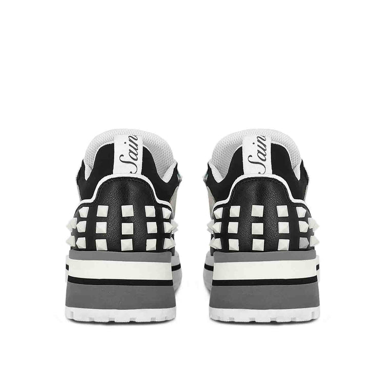 Saint Ginevra White Black Grey Leather Sneakers