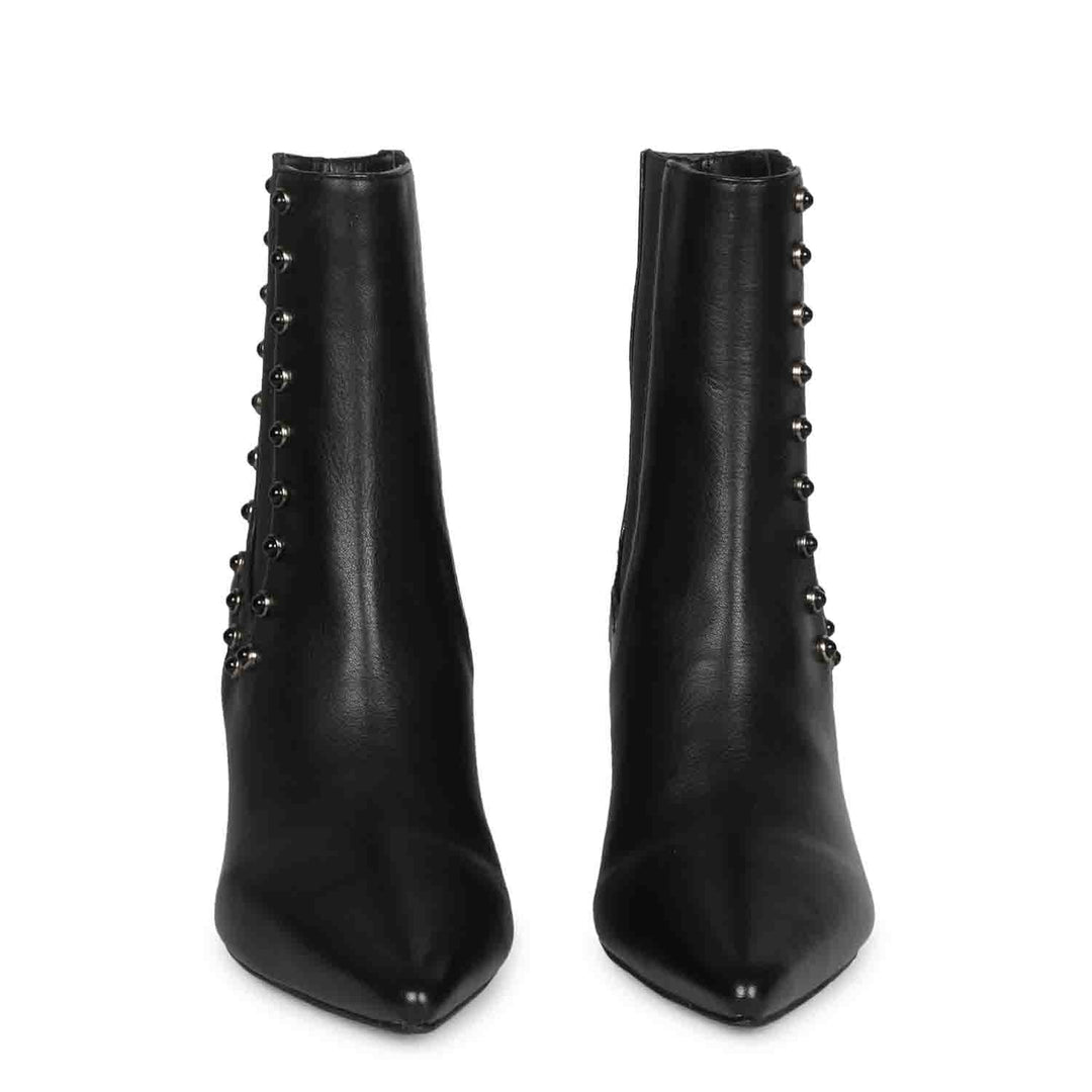 Saint Arianna Black Leather Sculpted Heel Boots