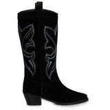 Saint Martina Black Stitched Leather Handcrafted Cowboy Boots