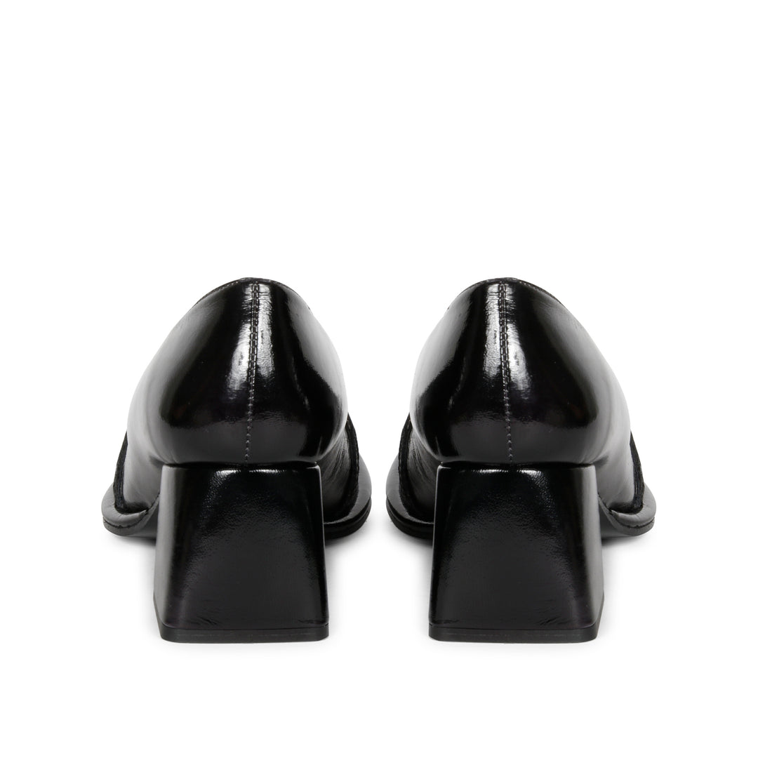 Step into luxury: Saint Mirielle's black patent leather moccasins - handcrafted perfection